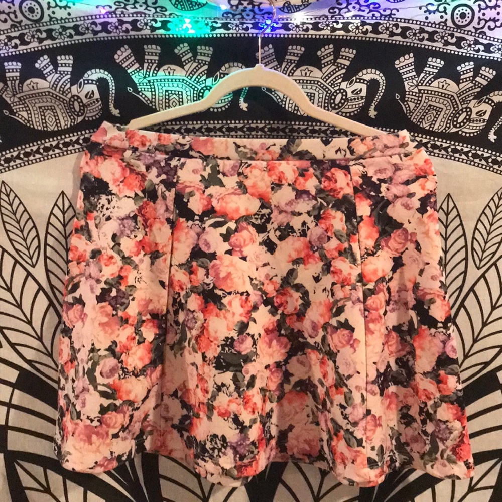 Flower print skater skirt